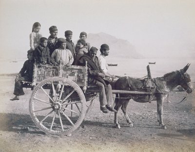 Ein überfüllter Wagen, gezogen von einem Maultier, Palermo, Sizilien, ca. 1880 von Giorgio Sommer